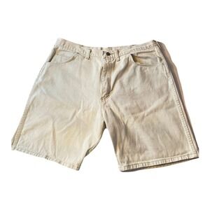 Wrangler Men's Khaki‎ Beige Denim Shorts Size 38 Relaxed Fit Casual Summer